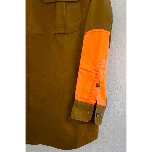HUNTING/SHOOTING SHIRT-SIERRA TRADING POST-Dark Brown-Orange-Quilted Shoulder-XL - Picture 4 of 13